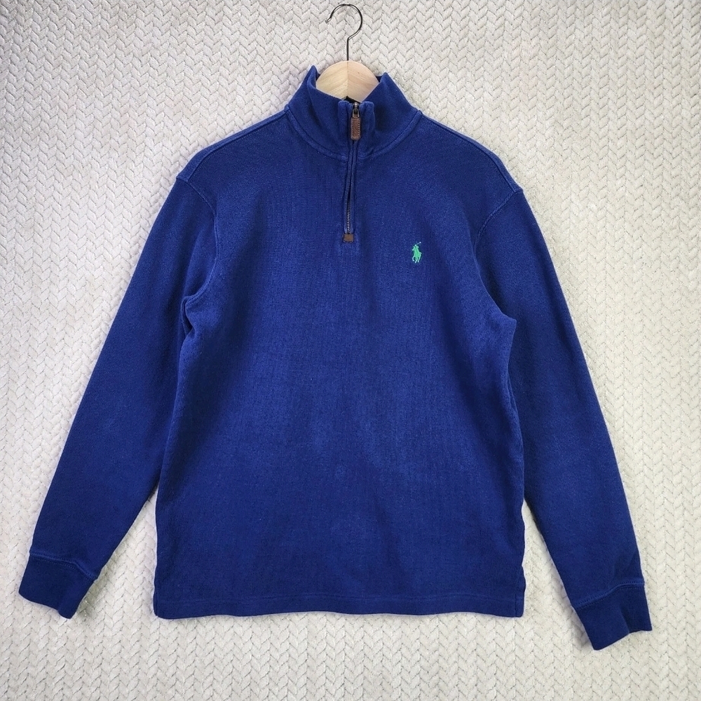 Polo Ralph Lauren Sweater Mens Small 1/4 Zip Blue Knit Pullover
